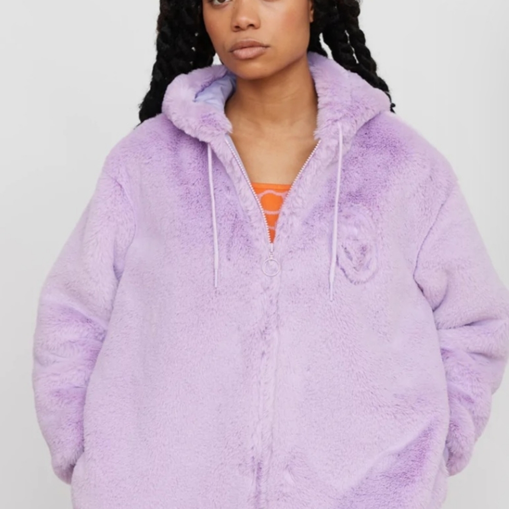 Lazy Oaf Happy Place fur zip hoodie. Size M. Oversized. - Picture 5 of 7